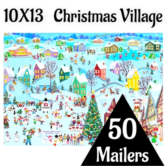 50 10X13 Poly Mailers Christmas Village Snow, Town, Tree and Santa PRICE IS FIRM - Picture 3 of 5